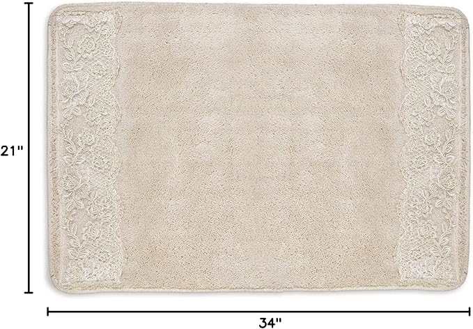 Zahari Home Rose Vine Bathroom Rug Luxury Bath Rug Washable Beautiful Shower Mat Unique Design Stylish Beige Bath Bath Rug Shower Tub Decor