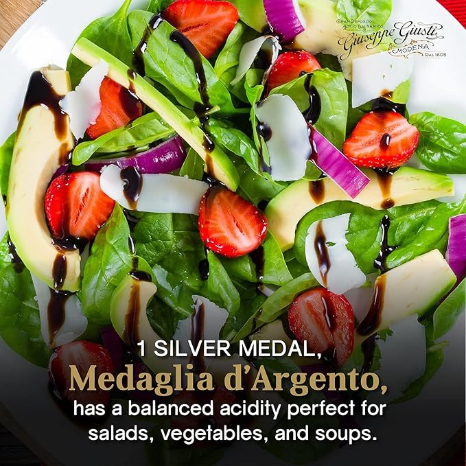 Giusti Balsamic Vinegar of Modena IGP – 1 Silver Medal Italian Gourmet Aceto Balsamico di Modena with Rich Flavor for Salads, Marinades, Cheese & More, Made in Italy – 8.45 fl oz (250 ml) - Pack of 1