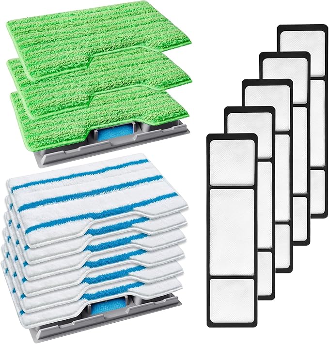 KEEPOW Reusable Mop Replacement Pads Compatible with Mop VM252 VM200 VC205 VM250 /QM250 VM190 VM200P12, Washable Vacuum Mop Pad Refills, Upgraded Design of Dirt Chamber