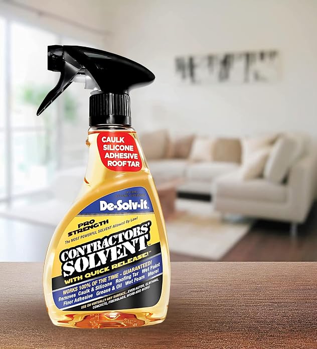 GROVE De-Solv-It Contractors Solvent Spray Bundle - Heavy Duty Degreaser & Concrete Dissolver - Caulk Remover, Floor Adhesive, Tar - No Harmful Vapors - Caulk Remover Solvent - Citrus Scent - 12 oz