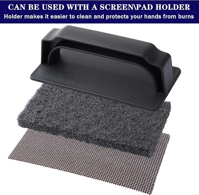Reallnaive 155 Pcs Griddle Cleaning Kit Screen Holder Grill Screens Cleaning Pads Heavy Duty Abrasive Mesh Pads for Flat Tops, Cast Iron, Stainless Steel Griddle Cleaner Accessories Bundle (Black)