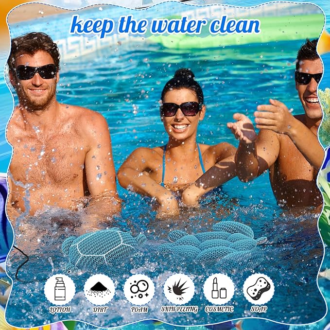 2 Pack Hot Tub Scum Absorber, Reusable Washable Scum Turtle Hot Tub Sponge for Spa Pool Cleaner Oil Absorbing Adults, Turtle