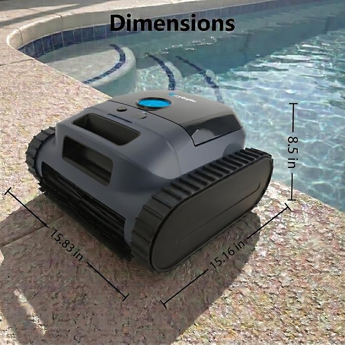 Cordless Robotic Pool Vacuum Cleaner, Intelligent Route Planning, Wall & Waterline Climbing, 120-Min Runtime, for Above Ground/Inground Pools, APP Support,Blue and Black
