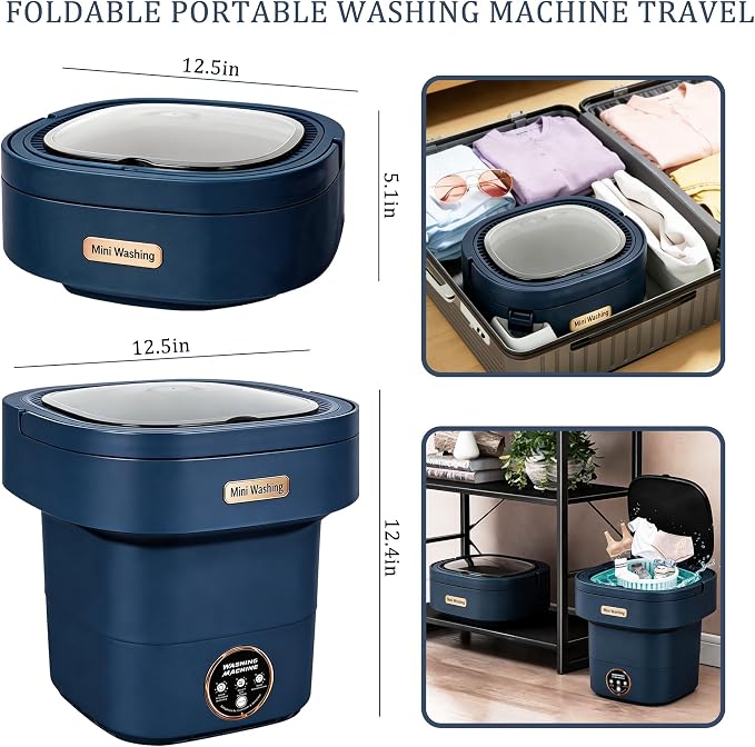 22L Mini Laundry Machine — Foldable Portable Laundry Machine and 3 Cleaning Modes for Baby Clothes,Ideal for Travel, Dorms