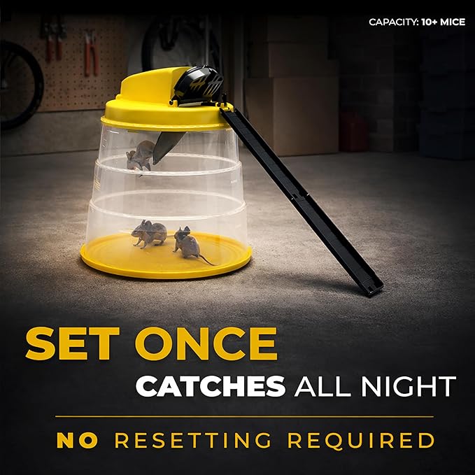 RinneTraps Flip N Slide All-in-One Mouse Trap | Bucket Included | Self-Resetting Humane Live Catch | Made in USA | Indoor & Outdoor