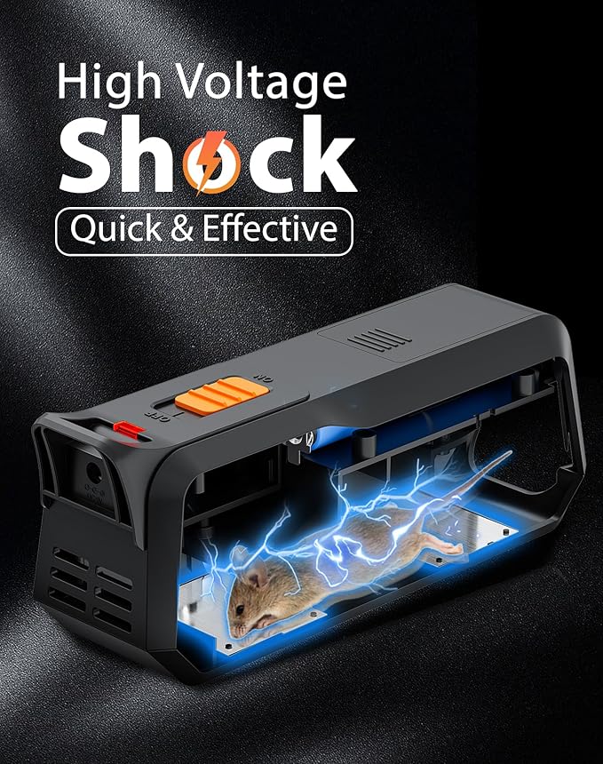 2 Pack Electric Mouse Trap Zapper with Powerful Voltage, Effective Electronic Mouse Traps Indoor for Home, No-Touch Disposal, Reusable Small Mice Catcher for Kitchen, Living Room and More