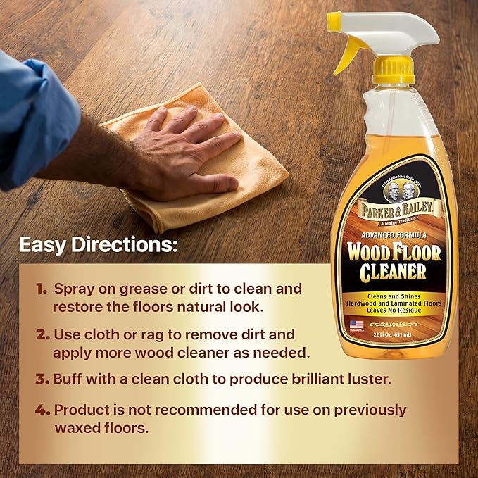 Parker & Bailey Floor Cleaning Kit – Wood Floor Cleaner 64oz & 22oz + Tile & Stone Cleaner 32oz – Hardwood, Laminate, Marble, Granite, Quartz Surface Care Set