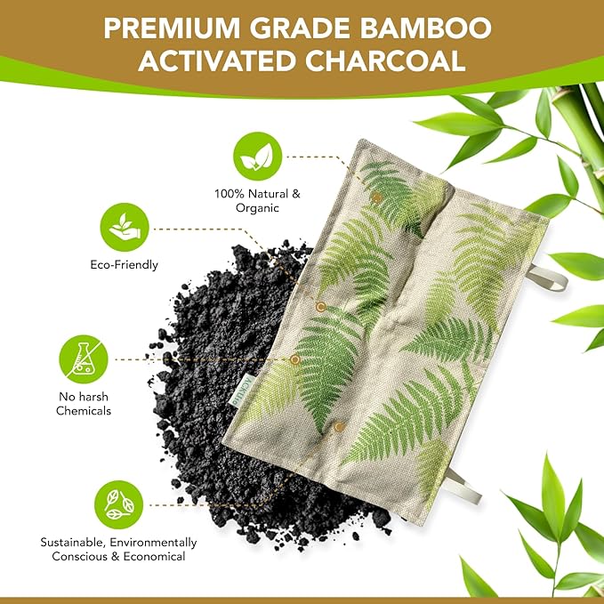 Hanging Bamboo Charcoal Natural Odor Absorber for Clothing, Closets, Wetsuits, Gym Bags & More – Fragrance-Free, Chemical Free, Reusable, Long-Lasting (1-Pack)