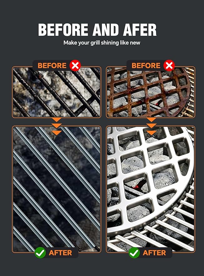 Grill Brush Bristle Free,with 5 BBQ Replacement Head, [Ultra Safe & Efficient] for Cast Iron, Stainless Steel Grates,Grill Cleaner for Outdoor Grill