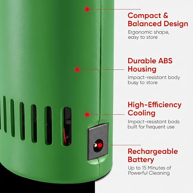 Canless Air System O2 Hurricane Industrial, Heavy Duty Rechargeable Air Duster, 220+ MPH Cordless Cleaner, Sustainable Pro Alternative, Green, Made in USA