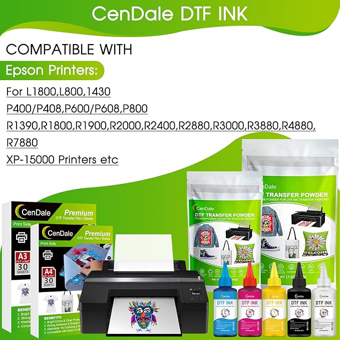CenDale Premium DTF Magenta Ink - 500ML DTF Transfer Ink for PET Film, Refill DTF Ink for Epson ET-8550, ET-8500, L1800, L800, R2400, R1390, P400, P800, XP15000, Heat Transfer Printing Direct to Film