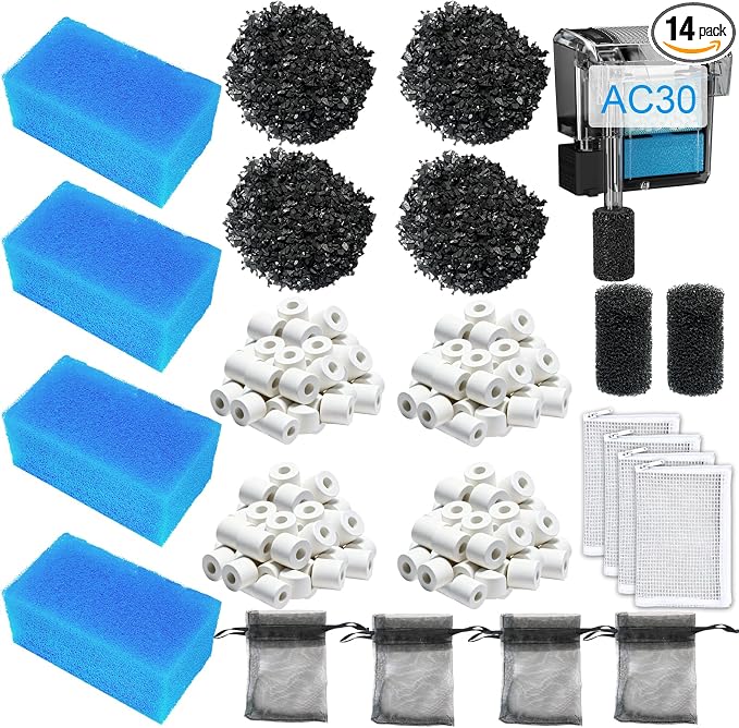4 Sets Aquarium Filter Media Replacement for Fluval AC30/Aquaclear 30 Power Filter - for 10-30 Gallon Aquariums