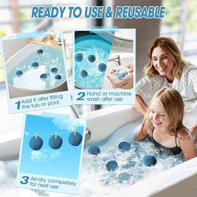 Hot Tub Scum Absorber, Spa & Pool Scum Eliminating Balls,Hot Tub Scum Balls,Scum Sponge for Spa Hot Tub, Hot Tub Accessories, Oil Absorbing Sponge for Hot Tub Skimmer (Green-6 Pack)