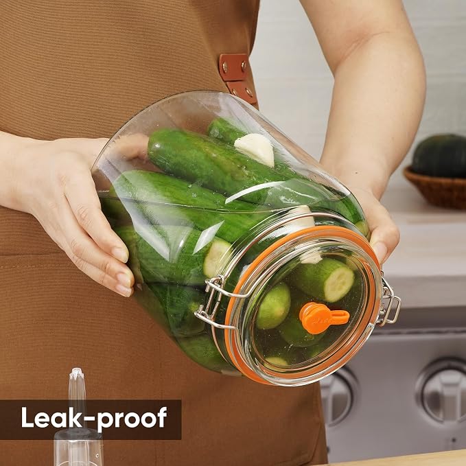 0.6 Gal Fermentation Kit, Glass Jars, Weights & Airlocks, 2 Pack | Perfect for Sauerkraut, Kimchi, Kombucha and Pickles