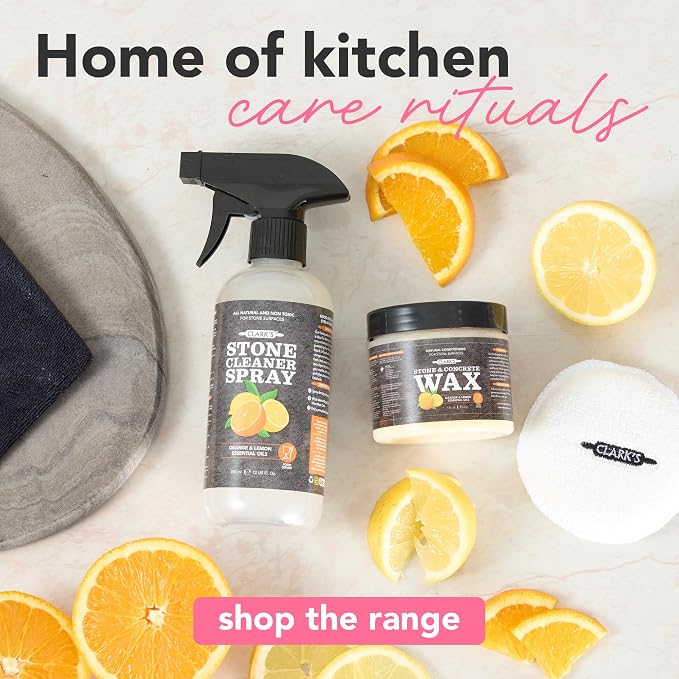 CLARK’S Natural Stone Wax - Seal and Protect Soapstone, Slate and Concrete with Carnauba and Beeswax - Use on Kitchen and Bath Countertops - Enriched with Lemon and Orange Extract, Large 32oz