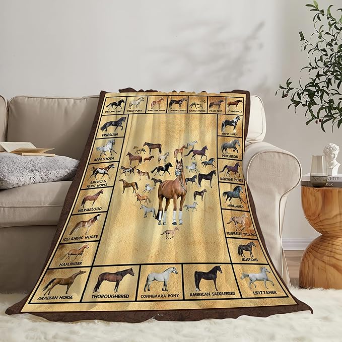 Horse Blanket Throws Horse Gifts Horses Throw Blanket for Girls Boys Kids Adults Soft Warm Cozy Fleece Blanket for Couch Sofa Bed 50"x40"