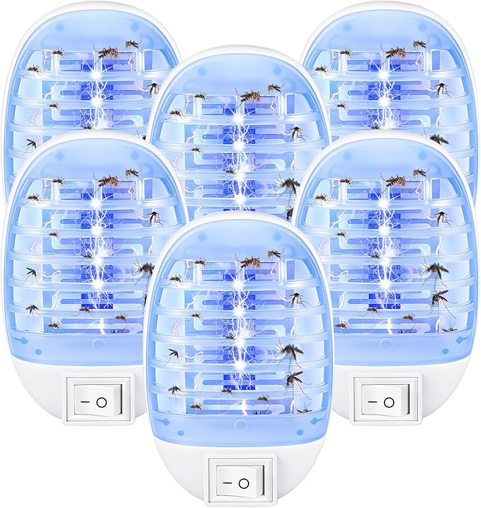 6Pack Bug Zapper Indoor Plug in Mosquito Zapper Indoor,Mosquito Killer for Baby Room,Bedroom&Nursery,Fruit Fly Zapper Insect Killer with Blue Light,Plug in Gnat Killer for Kitchen&Indoor Plant