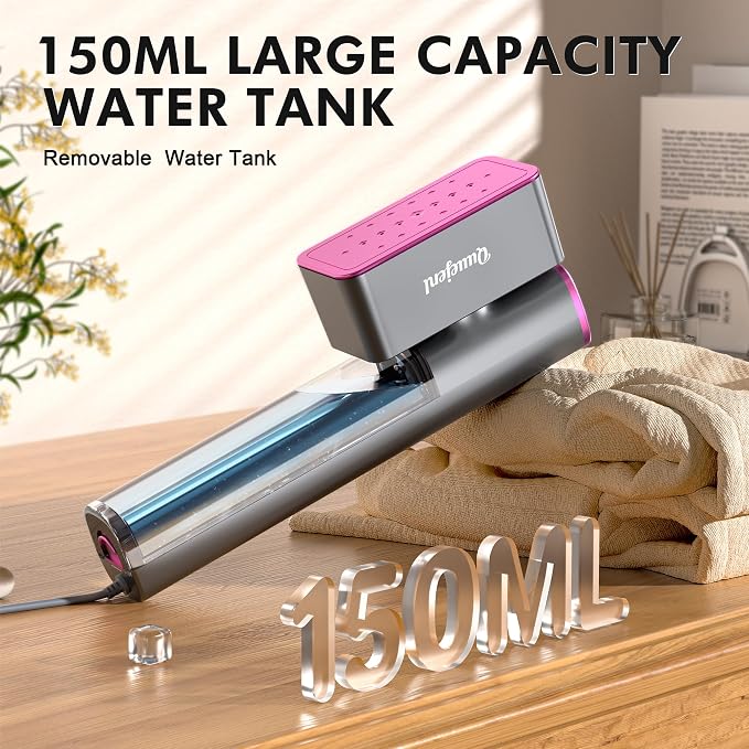 Travel Steamer Iron for Clothes, 100V-240V Portable Iron, 15s Fast Heat Up, 2 in 1 Handheld Steamer & Iron, LED Display, Fabric Quick Wrinkle Remover for Global & Europe