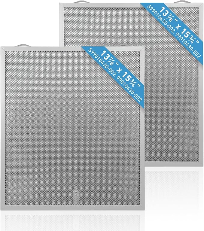 2 Pack S99010430-002 Range Hood Filter 15-3/4" x 13-7/8" x 3/8" Compatible with Broan Nutone Kenmore range hoods,Replaces 4512880 99010430-002 Range Hood Aluminum Grease Filter