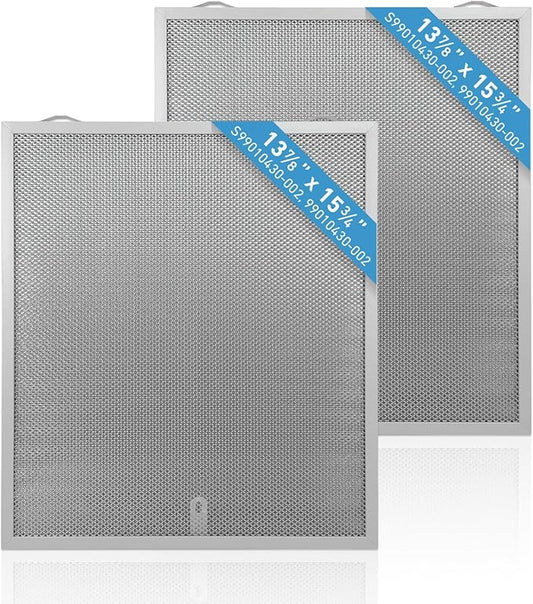 2 Pack S99010430-002 Range Hood Filter 15-3/4" x 13-7/8" x 3/8" Compatible with Broan Nutone Kenmore range hoods,Replaces 4512880 99010430-002 Range Hood Aluminum Grease Filter