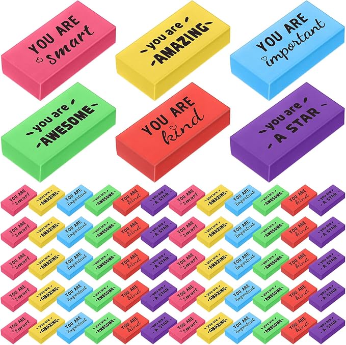 Resurhang 180 Pcs Erasers Bulk for Kids Inspirational Pencil Erasers Bulk for Drawing Motivational Big Eraser School Supplies for Classrooms Back to School Office (Motivational,Multicolor)