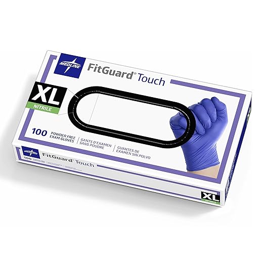 Medline FitGuard Touch Nitrile Exam Gloves, 1000 Count, X-Large, Powder Free, Disposable, Not Made with Natural Rubber Latex, Excellent Sense of Touch for Medical Tasks, Durable for Household Chores