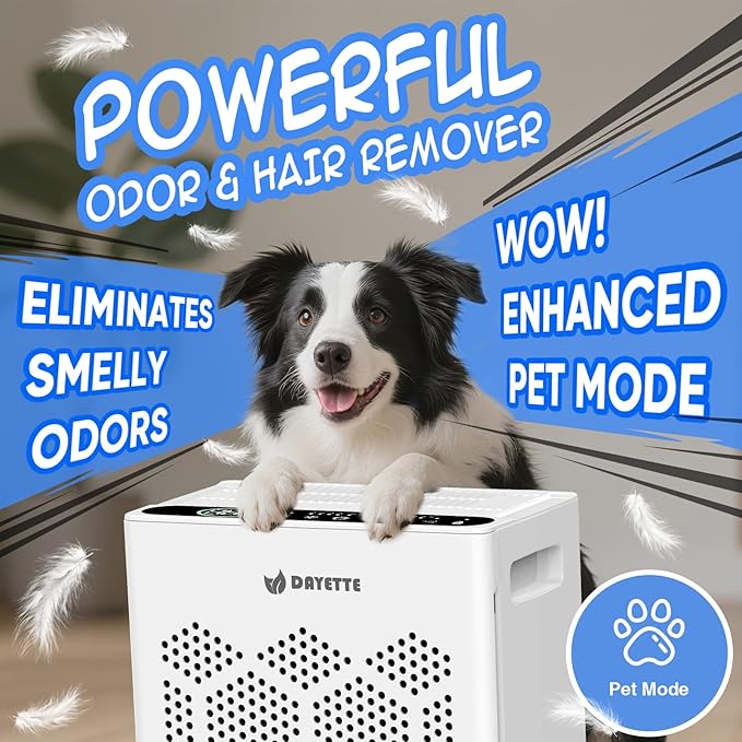 Air Purifier for Home Bedroom Large Room Up to 2400 Ft², H14 HEPA Filter Air Cleaner with Washable Pre-Filter, Aromatherapy, AQI Display, Pet Mode for Pets, Allergies, Dust, Pollen