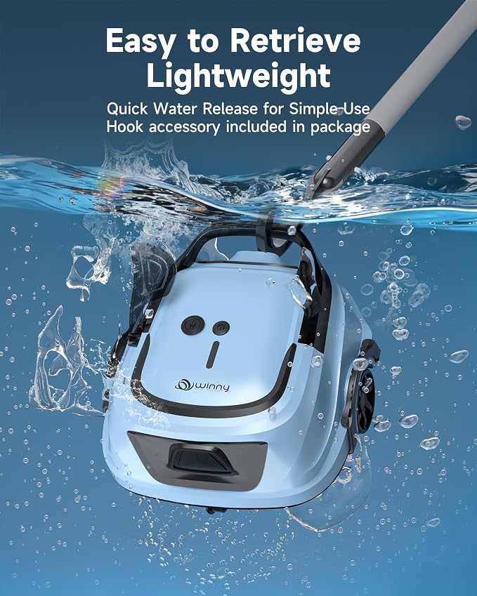 2026 Cordless Robotic Pool Vacuum for Above Ground Pools, Automatic Pool Cleaner Featuring Powerful Suction, LED Status Light & Dual‑Layer Filters, 2.5‑Hour Rapid Charging, Self‑Parking，Blue