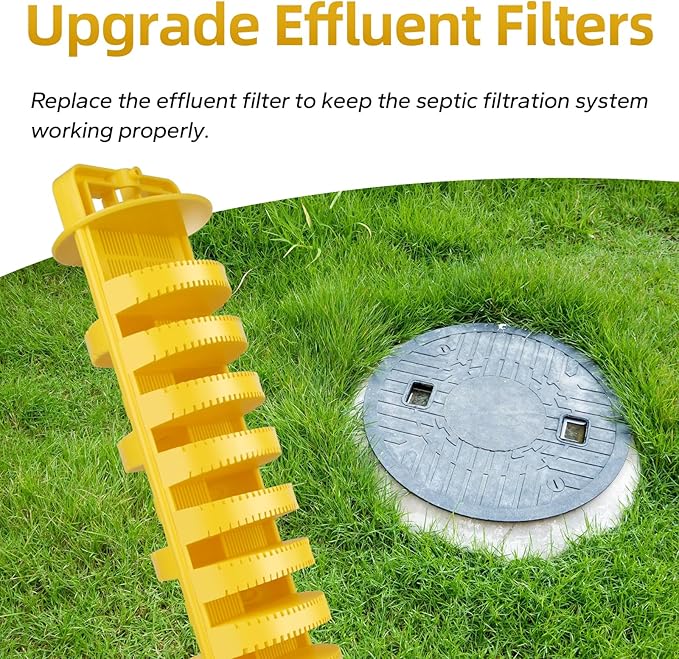 Septic Filter for 4 Inch Septic Tank Inlet, Upgrade Residential Sewer Effluent Filter Cartridge, Replacement Septic Field Pipe Septic Tank Filters Fittings (2 Pack)
