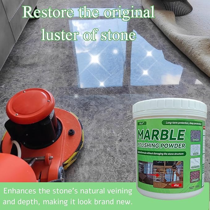 Marble Polishing Powder Natural Stone Cleaner Kitchen Worktops Polishing Powder | Suitable for All Kinds of Stone Polishing - Marble Polishing Treatment for Restoring Shine (1KG)