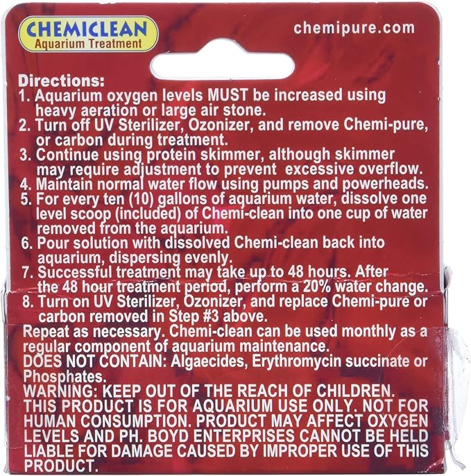 Boyd Chemi-Clean 6g Treats up to 900 Gallons - Effective Chemiclean Cyanobacteria for Marine & Freshwater Aquariums, Safe for Fish, Corals & Invertebrates