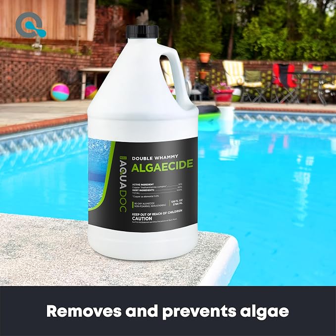 AquaDoc Copper Pool Algaecide for Swimming Pools - 128 oz - 90 Day Algaecide for Inground & Above Ground Pools - Non-Foaming, Non-Staining Formula, Reduces Chlorine Demand