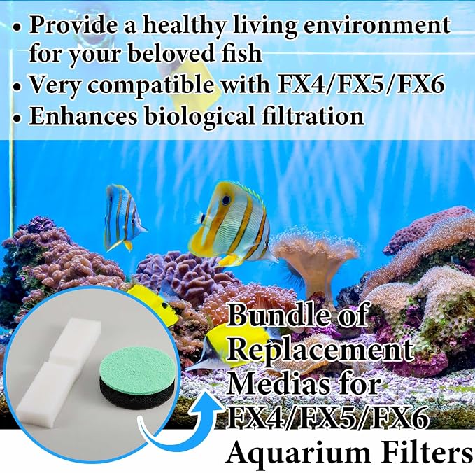 Threlaco 28 Pcs Aquarium Media Kit Compatible with Fluval Fx4/ Fx5/ Fx6 Filter, Carbon Foam Pad, Phosphate Remover Pads, Activated Carbon, Foam Block, Silicone Lube, Towels, Ceramic Ring, Mesh Bag
