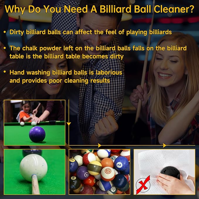 Billiard Ball Cleaner and Polisher, Billiard Ball Cleaner, Pool Ball Cleaner for 16 Billiard and Snooker, Balls British and American Dual Use 110V, Automatic Pool Ball Cleaner
