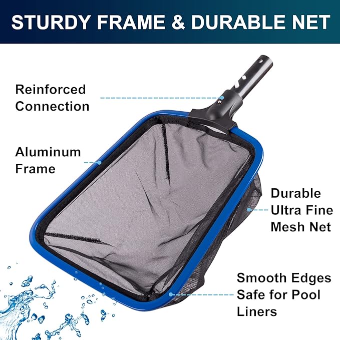 POOLAZA Premium Quality Pool Chlorine Floater & Durable Fine Mesh Pool Net Skimmer