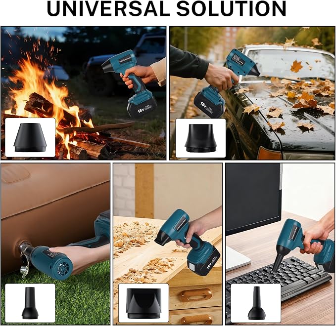 Cordless Dust Blower Compatible with Makita 18V Battery, Handhled Leaf Blower Electric Compressed Air Duster Turbo Jet Fan with Nozzles for Blowing Leaves and Dust(Battery Not Included)
