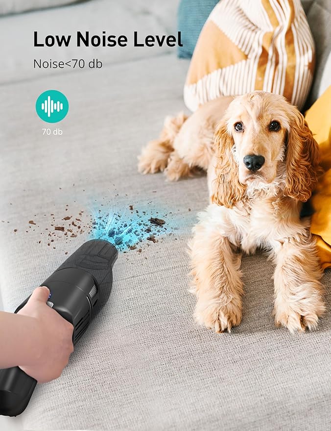 Handheld Vacuum Cordless, 24KPA Powerful Car Vacuum, Rechargeable, Charging Dock, Ergonomic Handle, 2-in-1 Crevice Tool, 1.8lb Portable Vacuum Cleaner with 2-Speed for Car, Home