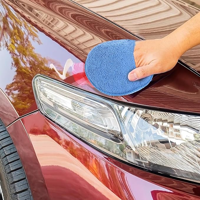 5 Pcs Microfiber Wax Applicator Pads for Car Care, Microfiber Applicator Pad with Finger Pocket for Cars Trucks Fine Cleaning and Polishing (5" Diameter, 15 Pack)
