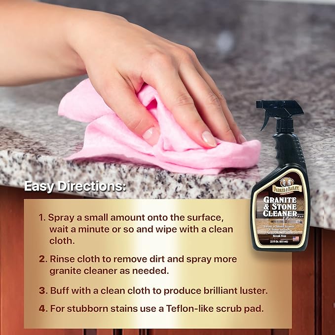 Parker & Bailey Kitchen Cleaning Kit – Granite & Stone Cleaner Spray, Cabinet Cream Wood Restorer, Cooktop Cleaner for Glass & Ceramic – Multi Surface Kitchen Care Bundle