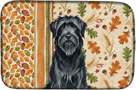 Caroline's Treasures Black Briard Heirloom Fall Dish Drying Mat Absorbent Dish Drying Mat Pad for Kitchen Counter Dish Drainer Mat for Countertop, 14 x 21", Multicolor