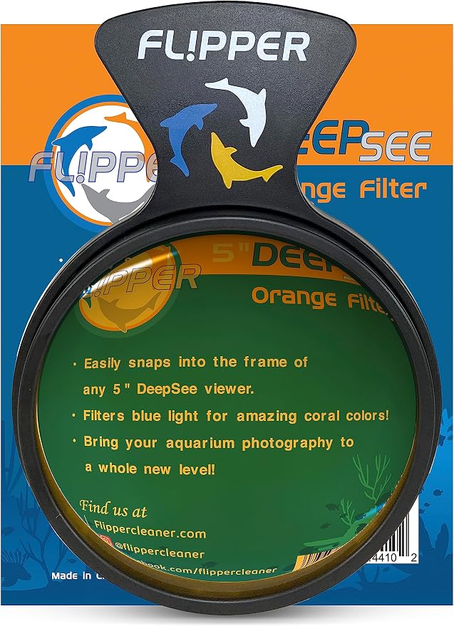 Flipper DeepSee Aquarium Magnifier Magnetic Viewer & Orange Filter Lens – Fish Tank Magnifying Glass – Magnetic Magnifying Glass Ideal for Photography - Flipper Fish Tank Accessories, 5"
