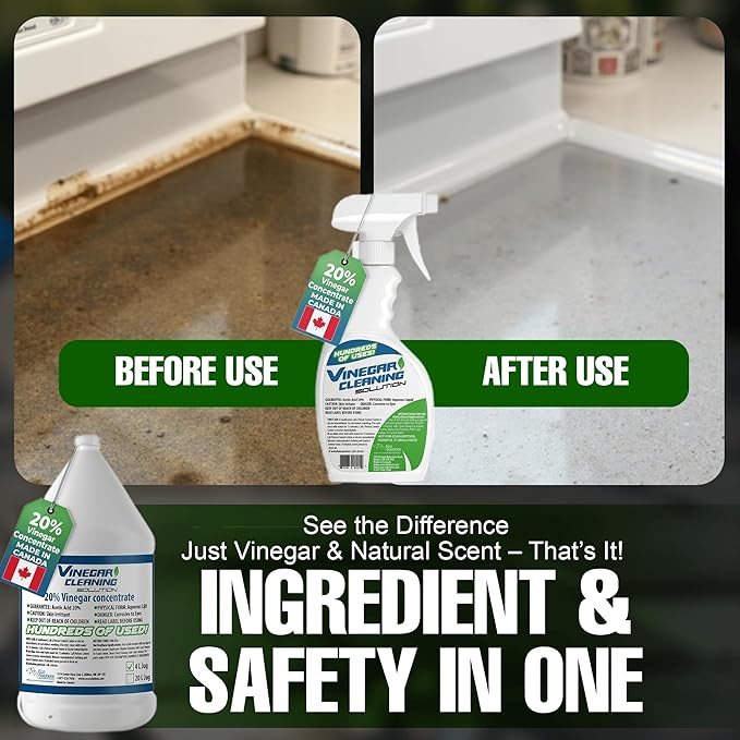 Eco Solutions All Purpose Vinegar Cleaning Solution is a Multi Use Home & Garden Cleaner, 20% Vinegar concentrate - 1 L Spray Bottle