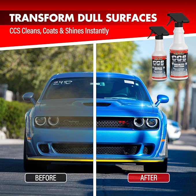 CCS Multi Surface Cleaner - Bug Remover for Motorcycles, Cars, Trucks, RVs, Boats - Clear Coat Ceramic Alternative - Top Coat Shine and Protection Technology (2 pack 2 oz w/towel)
