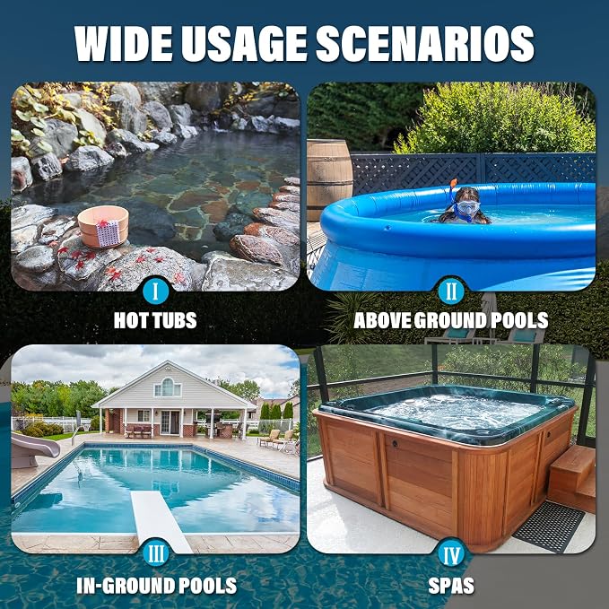 Cordless Pool Vacuum for Above Ground Pool, Handheld Rechargeable Pool Cleaner with Extension Pole, Suction up to 18.5 Gallons per Minute, 80 Mins Runtime, Ideal for Leaves & Debris for Inground Pools