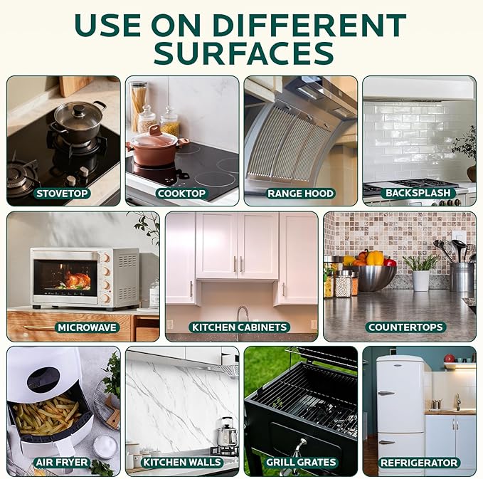 Degreaser Cleaner Heavy Duty Spray: Foaming Kitchen Cleaner Spray Cuts Through Baked-On Grease on Ovens Stove Tops Grills - Clean Up Kitchen Oil Stains Spray for Multi-Surface Cookware & Countertop