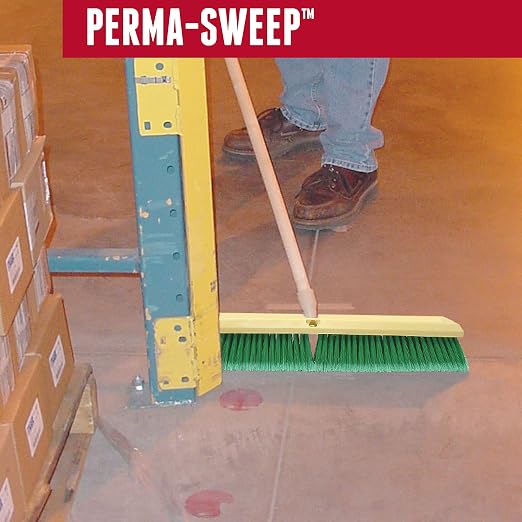 Weiler 42164 Perma-Sweep Polystyrene Fine Sweep Floor Brush, 2-1/2" Width, 24" Overall Length, Green