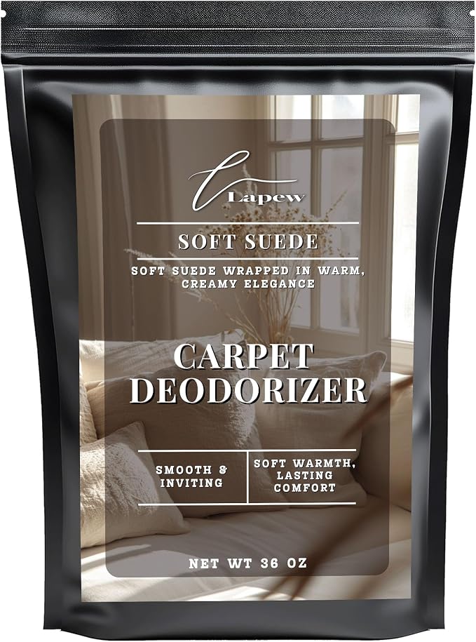 Lapew Soft Suede Carpet Deodorizer Powder - Pet Safe Freshener for Vacuuming | Scented Odor Eliminator for Home | 36 oz