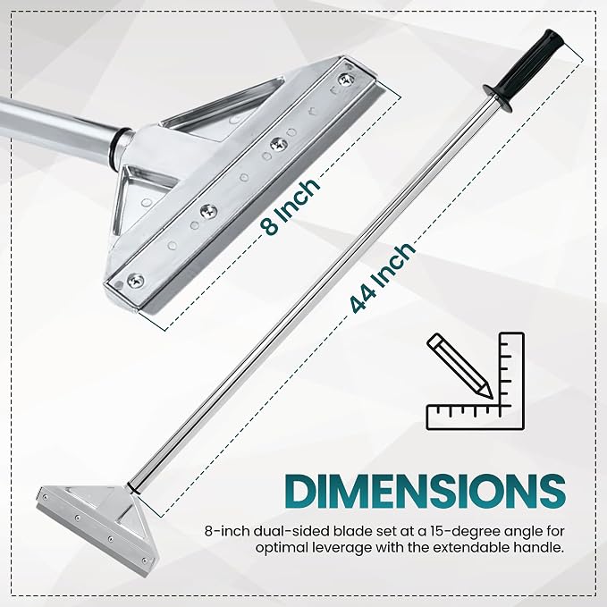 Razor Blade Scraper Tool with 8 Inch Aluminum Blade - Floor Scraper Tool with 3" to 6" Telescoping Handle Comfortable Cushion Grip by KP Operating Supply