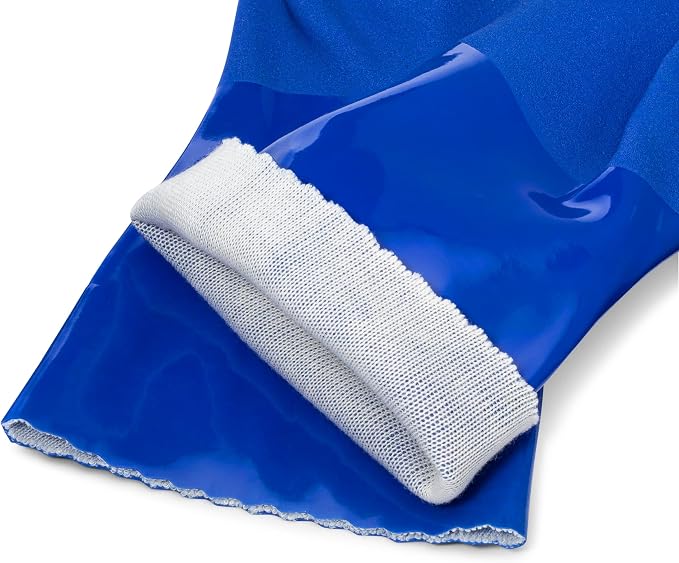 kitchen-star Ultimate Rubber Household PVC Gloves with Comfortable Cotton Lined, Anti-Slip surface, Kitchen Dishwashing, Extra Thickness, Kitchen Cleaning, Working, Painting, Pet Care (Small, Blue)