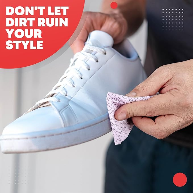 Shoe Cleaning Wipes (30 Count) - Textured Sneaker Cleaning Wipes Great for Travel - Works for All Shoes and Sneakers
